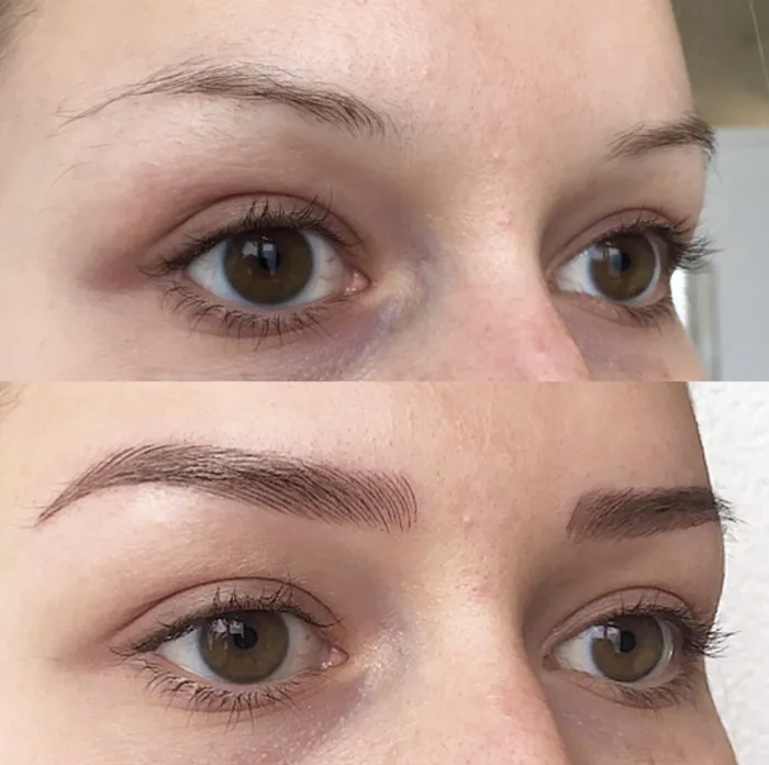 Vorher-Nachher Augenbrauen und Wimpern