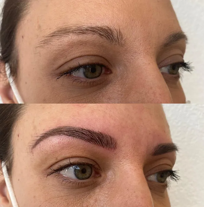 Vorher-Nachher Augenbrauen und Wimpern
