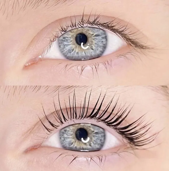 Vorher-Nachher Augenbrauen und Wimpern