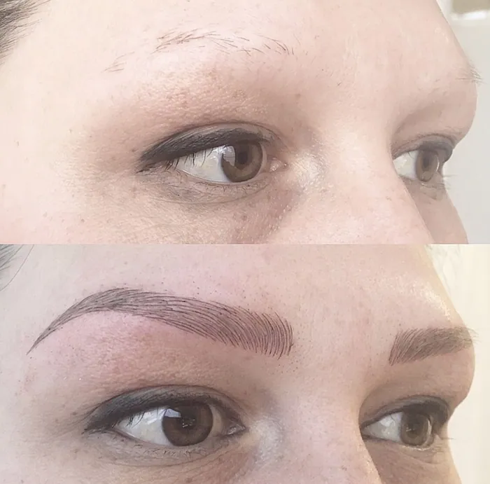 Vorher-Nachher Augenbrauen und Wimpern